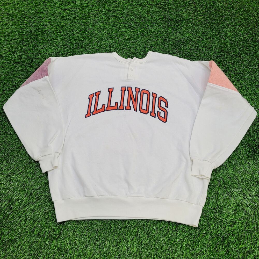 Vintage 80s Illinois Illini Sweatshirt 2XL 26x25 Crop Arch